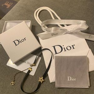 Christian Dior Antique Brass Star Choker Necklace